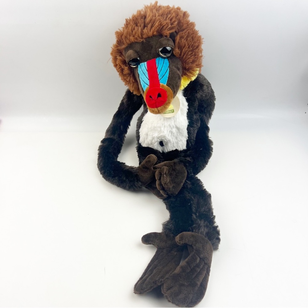 NWT Nature Planet Funkyland Mandrill Plush Stuffed Animal 21” Hook Loop Hands
